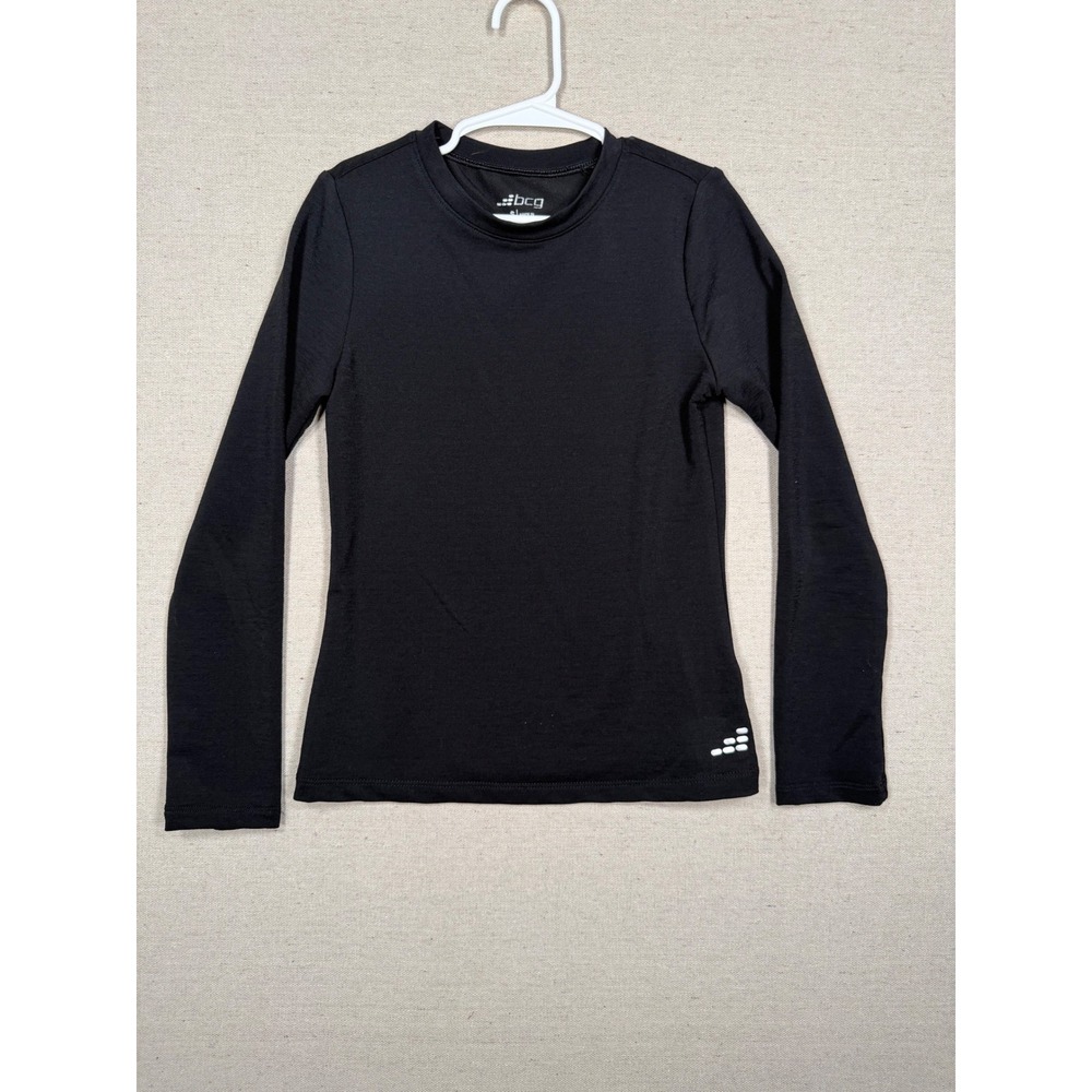BCG Girls Black Long Sleeve Athletic Compression Shirt Size S 7 Performance Top